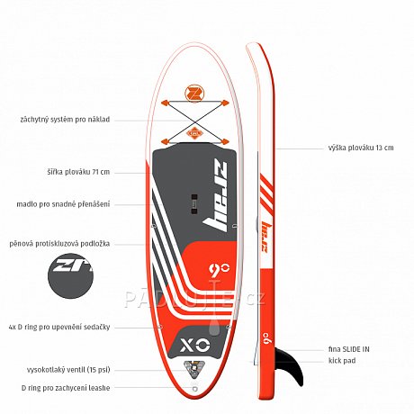 Paddleboard ZRAY X0 X-Rider Young 9'0 s pádlem - nafukovací paddleboard