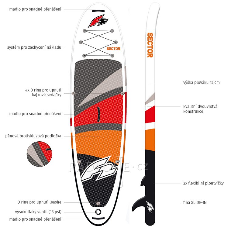 Paddleboard F2 SECTOR 11'5 RED/ORANGE COMBO 2024 - nafukovací