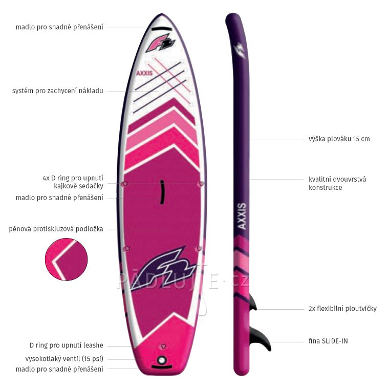 Paddleboard F2 AXXIS 10'5 PINK s pádlem 2024 - nafukovací paddleboard