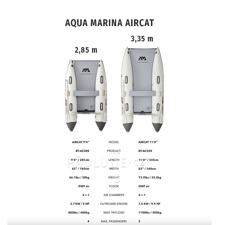 Člun AQUA MARINA Aircat 3,35m AD - nafukovací člun s vysokotlakou podlahou