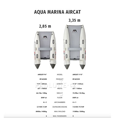 Člun AQUA MARINA Aircat 3,35m AD BT-AC335 - nafukovací člun s vysokotlakou podlahou