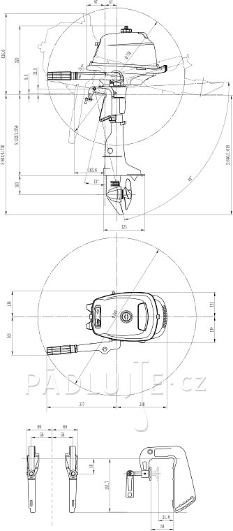 Lodní spalovací motor PARSUN F2.6 BMS 4-taktní přívěsný