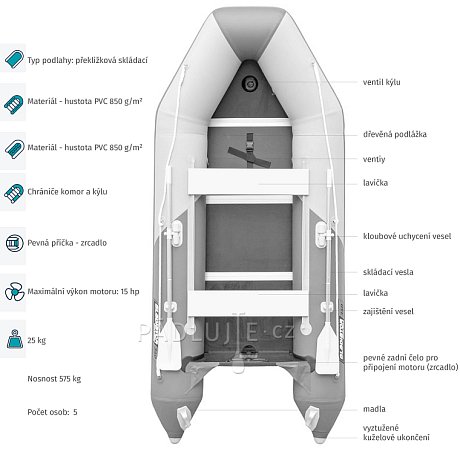 Člun GLADIATOR LIGHT AK320WF green - nafukovací člun s dřevěnou podlahou