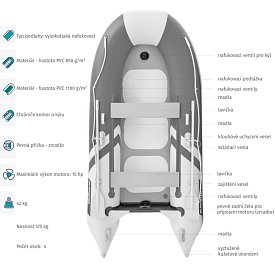 Člun GLADIATOR CLASSIC B330AD light dark grey- nafukovací člun s vysokotlakou podlahou