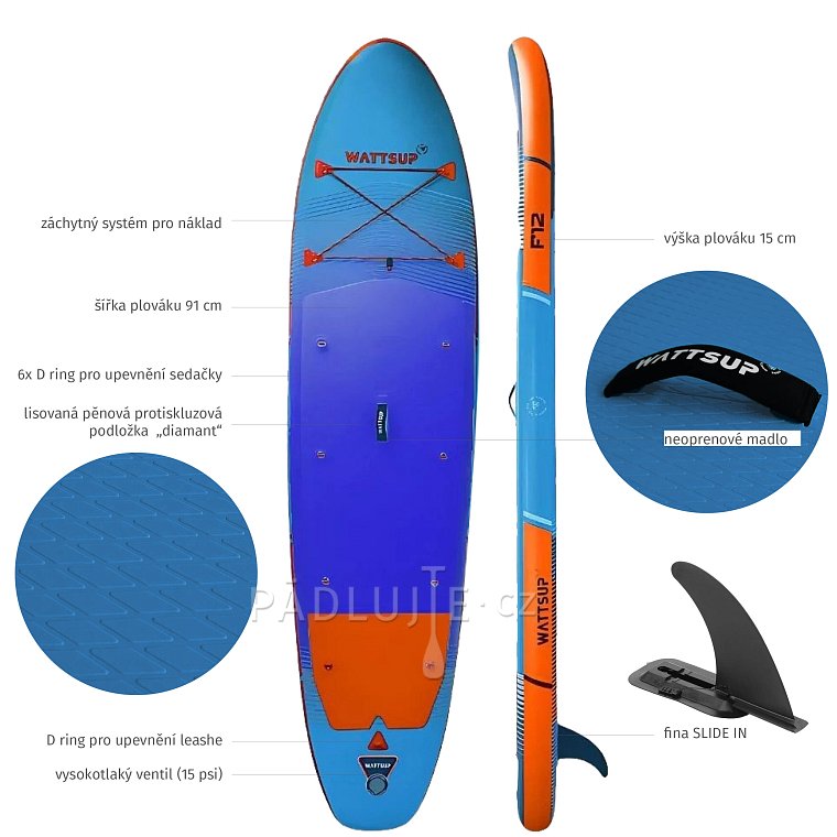 Paddleboard WATTSUP F12 12'0 COMBO SMU - nafukovací
