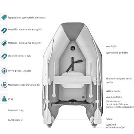 Člun GLADIATOR AK240AD light dark grey - nafukovací člun s vysokotlakou podlahou