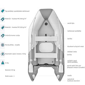 Člun GLADIATOR LIGHT AK300AD light dark grey- nafukovací člun s vysokotlakou podlahou