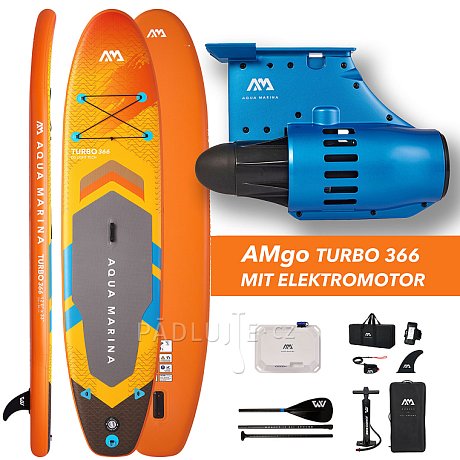 Paddleboard AQUA MARINA GO TURBO 366  12'0 s  motorem AQUA MARINA BlueDrive S Power fin