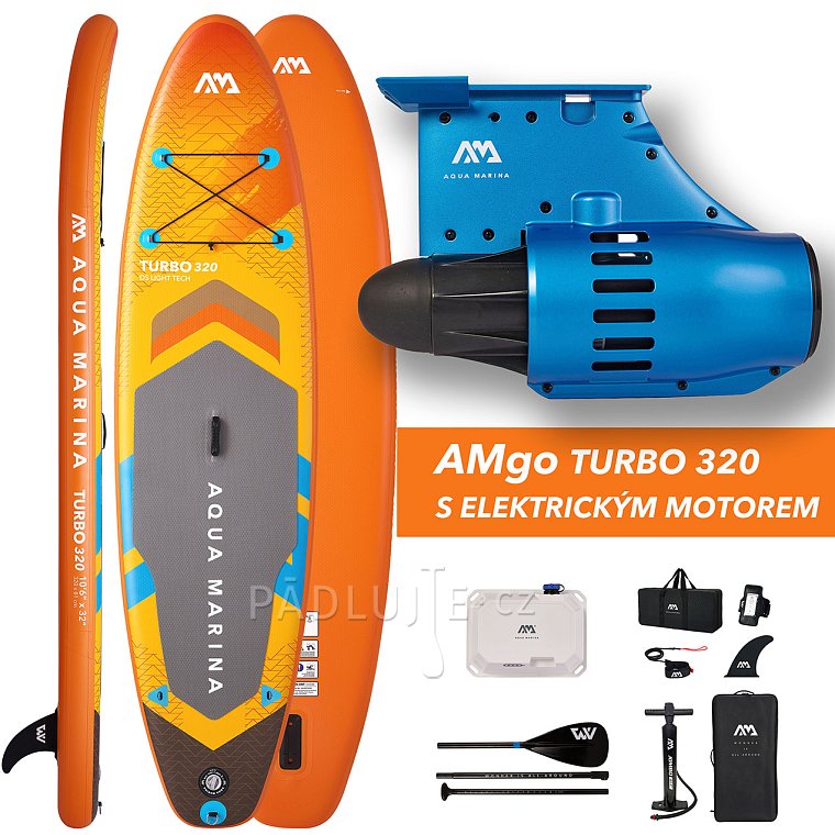 Paddleboard AQUA MARINA GO TURBO 320  10'6 s  motorem AQUA MARINA BlueDrive S Power fin