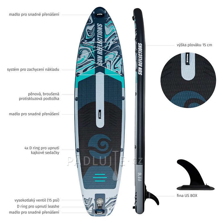 Paddleboard SUN REFLECTIONS XXL 11'6'' COMBO Forest Grey - nafukovací