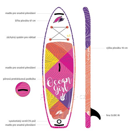 Paddleboard F2 OCEAN GIRL 9'2 s pádlem - nafukovací paddleboard
