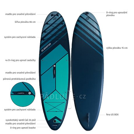 Paddleboard GLADIATOR PRO 10'8 s pádlem 2026 - nafukovací