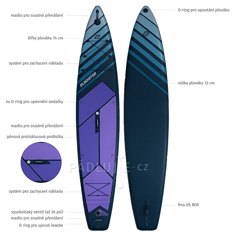 Paddleboard GLADIATOR PRO 12'6 LIGHT s pádlem 2026 - nafukovací