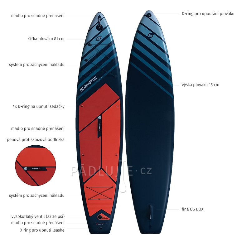 Paddleboard GLADIATOR PRO 12'6 TOURING s pádlem 2026 - nafukovací