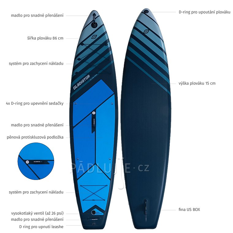 Paddleboard GLADIATOR PRO 12'6 WIDE s pádlem 2026 - nafukovací