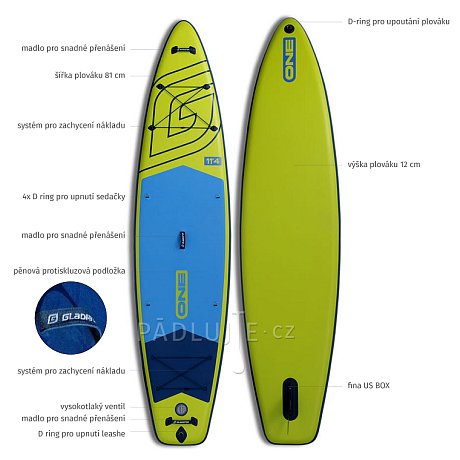 Paddleboard GLADIATOR ONE 11'4 Lime - nafukovací