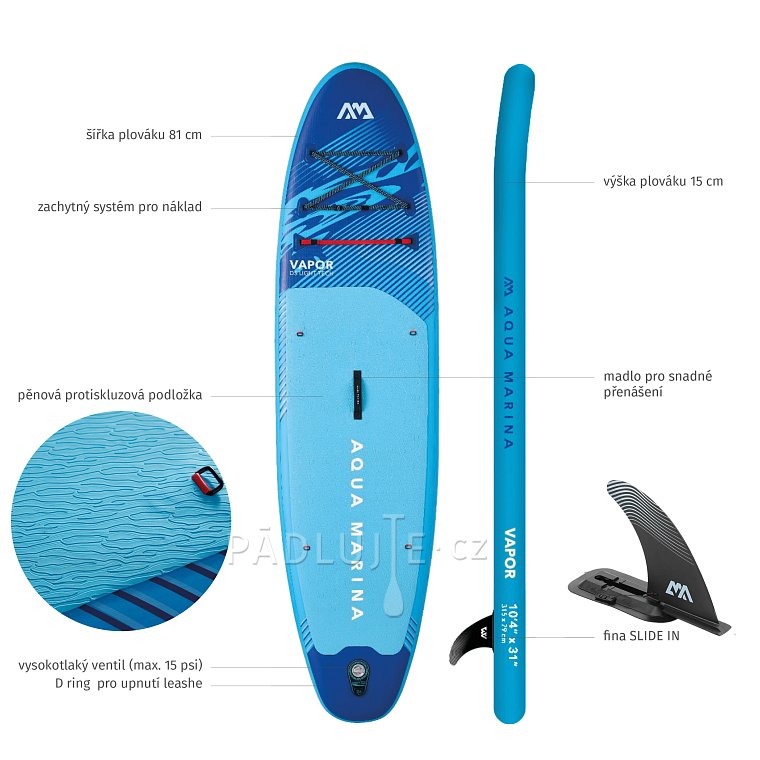 Paddleboard AQUA MARINA VAPOR 10'4 aqua splash 2026 - nafukovací