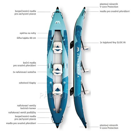 Kajak AQUA MARINA BETTA 475 Blue 2026 - třímístný nafukovací kajak