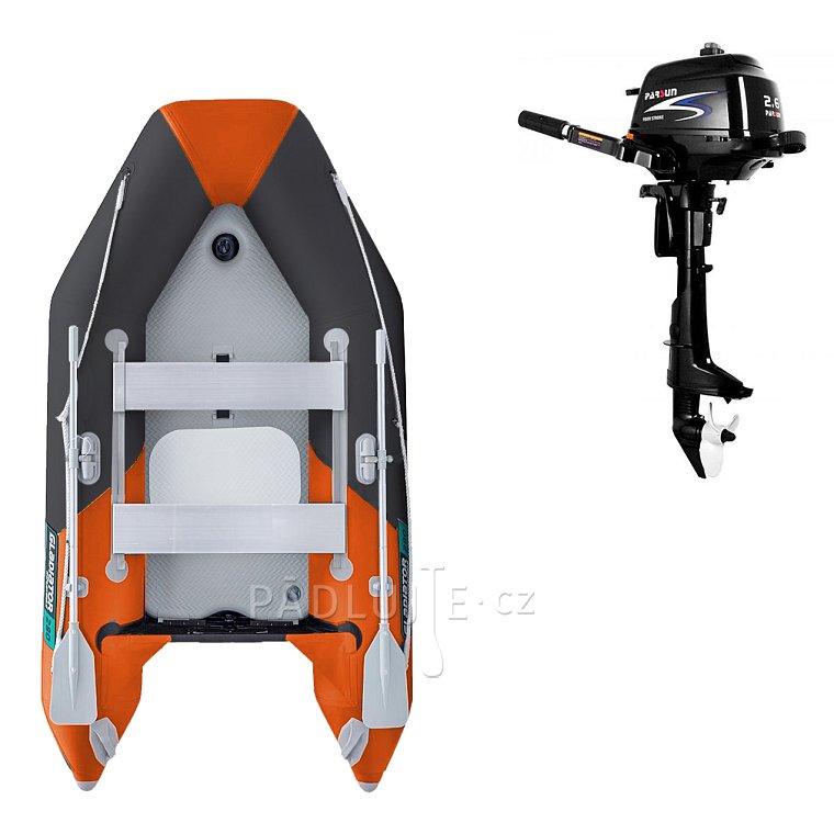 Člun GLADIATOR LIGHT AK280AD orange - dark grey - nafukovací člun s vysokotlakou podlahou