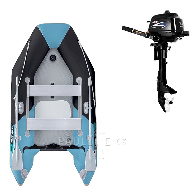 Člun GLADIATOR LIGHT AK280AD black-turquoise - nafukovací člun s vysokotlakou podlahou