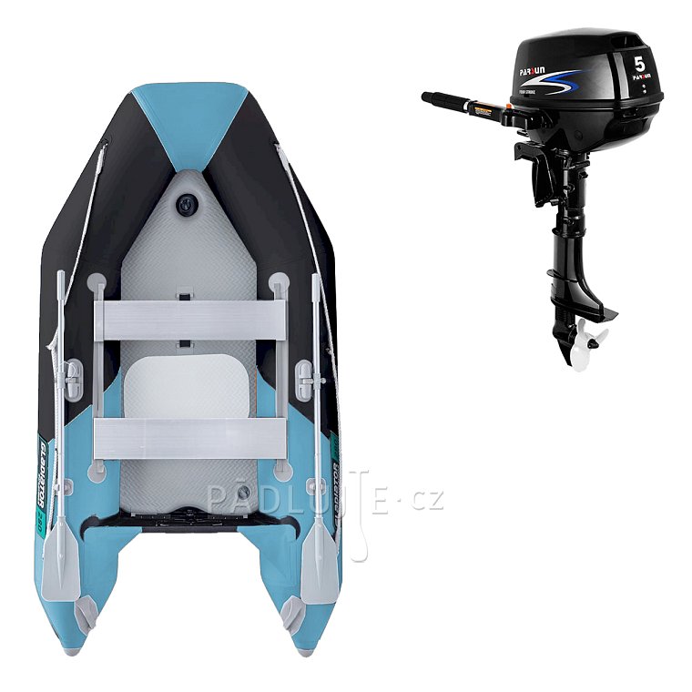 Člun GLADIATOR LIGHT AK280AD black-turquoise - nafukovací člun s vysokotlakou podlahou