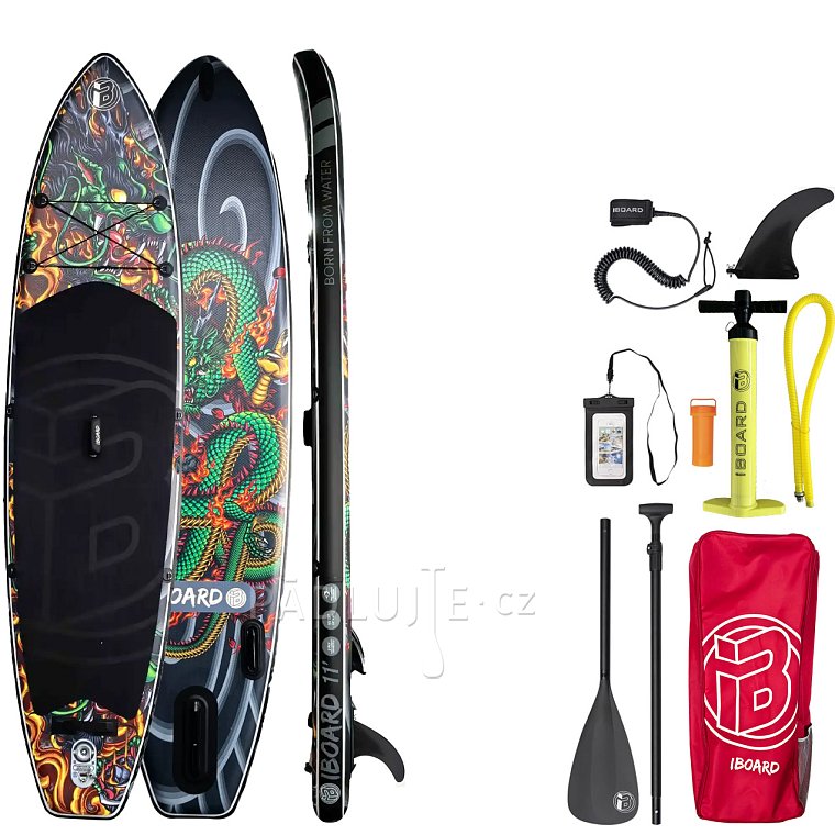Paddleboard iBOARD 11' GREEN DRAGON - nafukovací