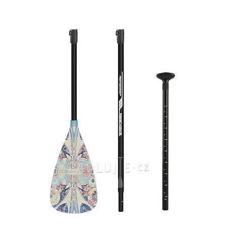 Pádlo RIDEWAVE Conquerbrace 3-dílné s karbonovým shaftem nastavitelné - pro paddleboard i kajak